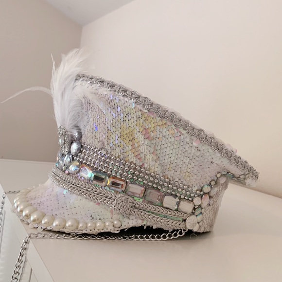 ❤️SOLD❤️ Handmade Festival Bling Captain Hat - Picture 4 of 9